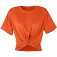 thumbnail image 5 of XIAOCHA Women's Twist Front Crop Tees Short Sleeve Crew Neck Pullover Top Casual Summer Tops, 5 of 5
