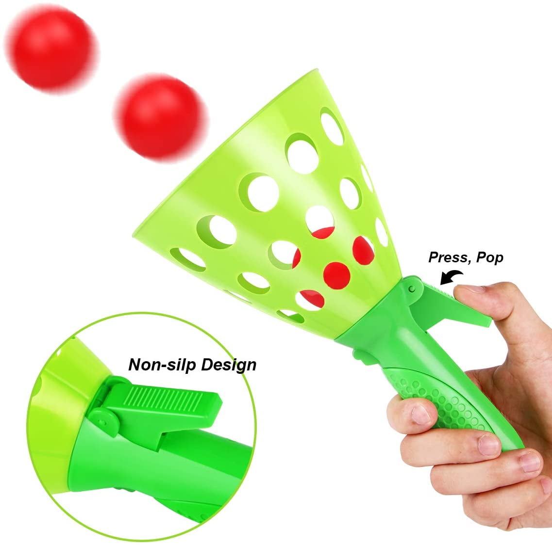 LNGOOR Outdoor Toys, Pop and Catch Ball Games with 2 Launcher Baskets and 3 Balls, Fun Outdoor Indoor Backyard Games for Kids and Adults, Birthday Gift for 3-8 Year Old Boys and Girls