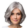 thumbnail image 1 of Peluca de mujer de mediana edad Cabello de mamá Gris plateado Cabello corto y rizado Cabello voluminoso Cabello realista Cabello corto, 1 of 5