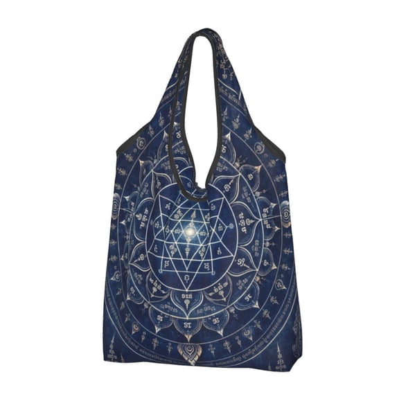 Mystical Eastern Motif Poster Reusable Grocery Bags Shopping Totes Foldable Washable Pouch Handbag Storage Bag