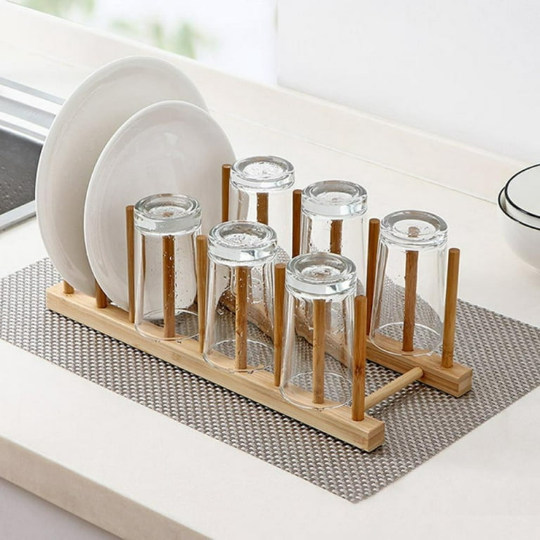 Innerneed Bamboo Dish Rack Dishes Drainboard Drying Drainer Storage Holder Stand Kitchen Cabinet Organizer for Dish, Plate, Bowl, Cup, Pot Lid, Book (
