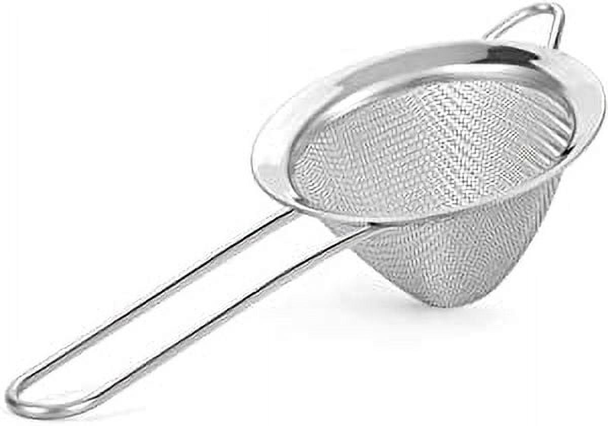 Sioweci Stainless Steel Mesh Strainer With Wooden Handle Fine Mesh Filter Spoon Wire Sieve Sifter Metal Colander Skimmer Kitchen Supplies 20cm