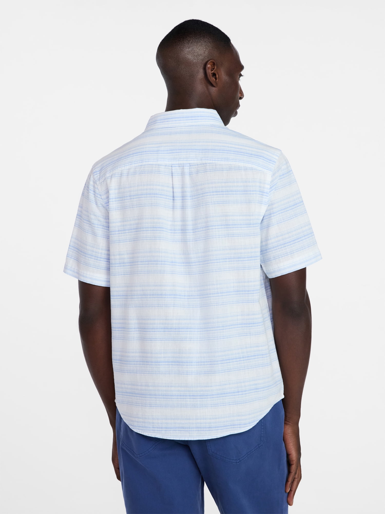 George Men's & Big Men's Modern Fit Poplin Button Up Shirt with Short Sleeves, Sizes XS-5XL