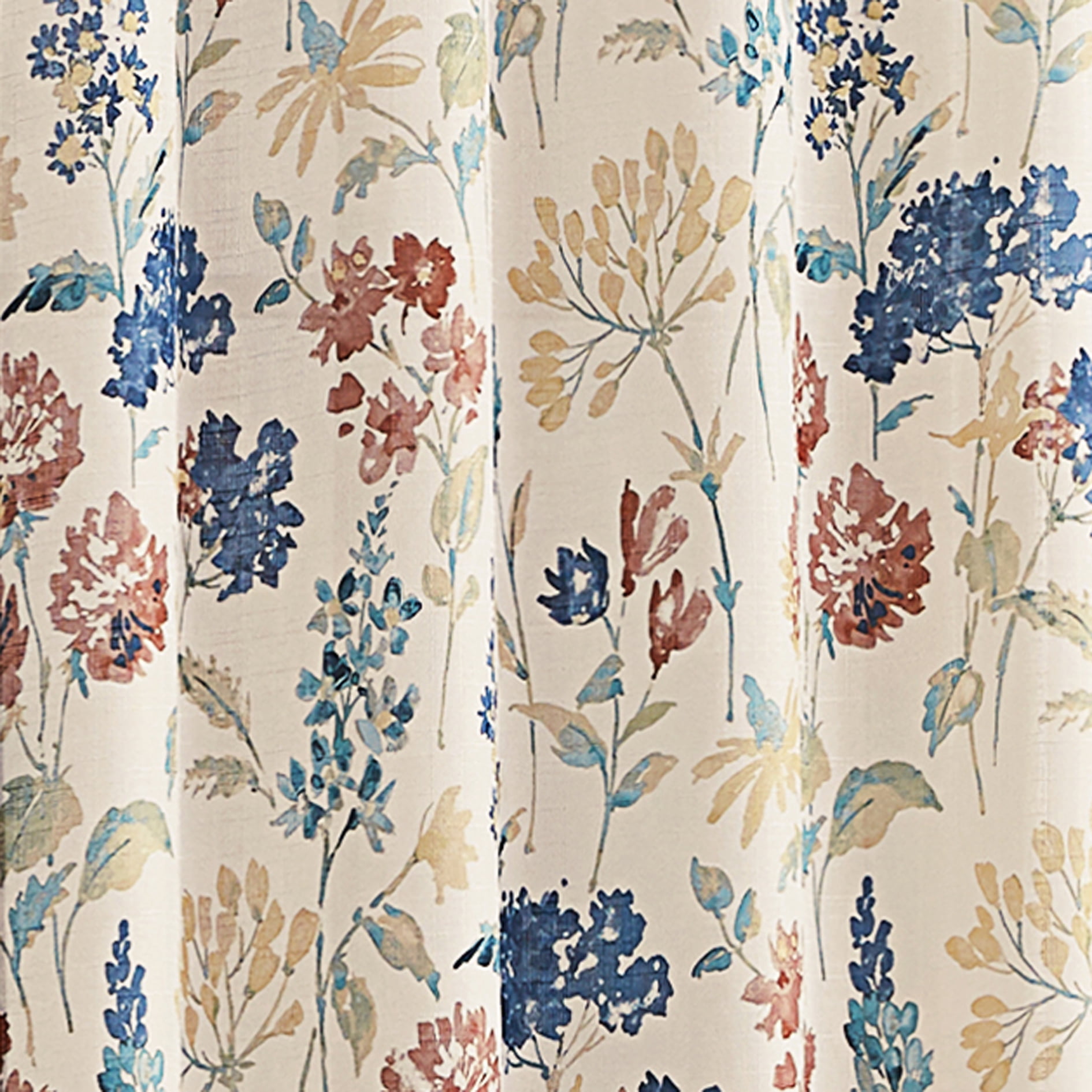 Mainstays Tille Light Filtering Curtain Panel Pair, Set of 2, Beige Floral, 37"W x 84"L
