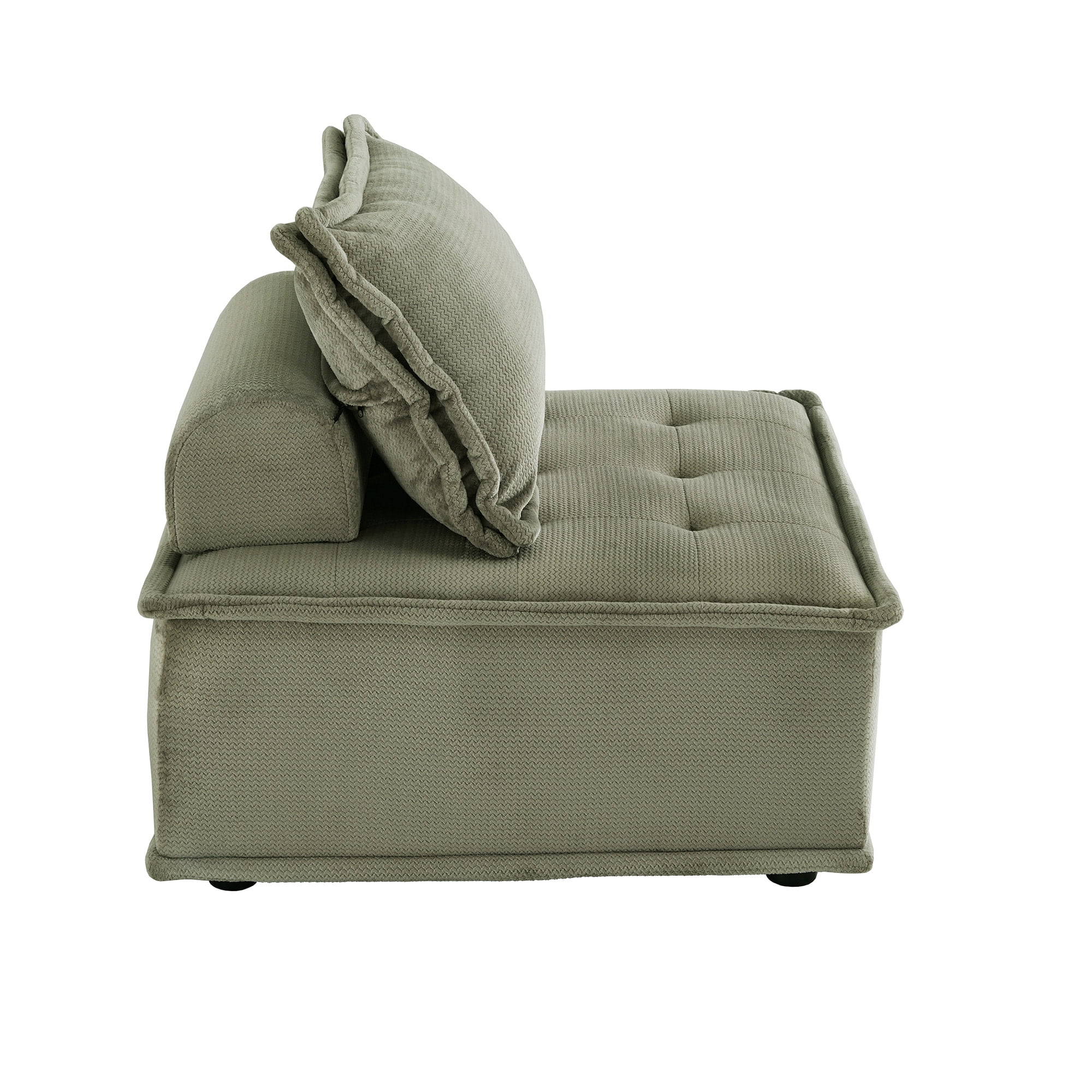 Weston Home Skagway Velvet Tufted Modular Accent Chair with Pillow Back, Moss Green