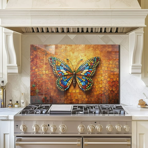 Tempered Glass Backsplash For Kitchen Behind Stove,Stove Back Top Cover,Easy to Clean Glass Splashback, Sink Cover Splash Guard,Home Kitchen Wall Decor