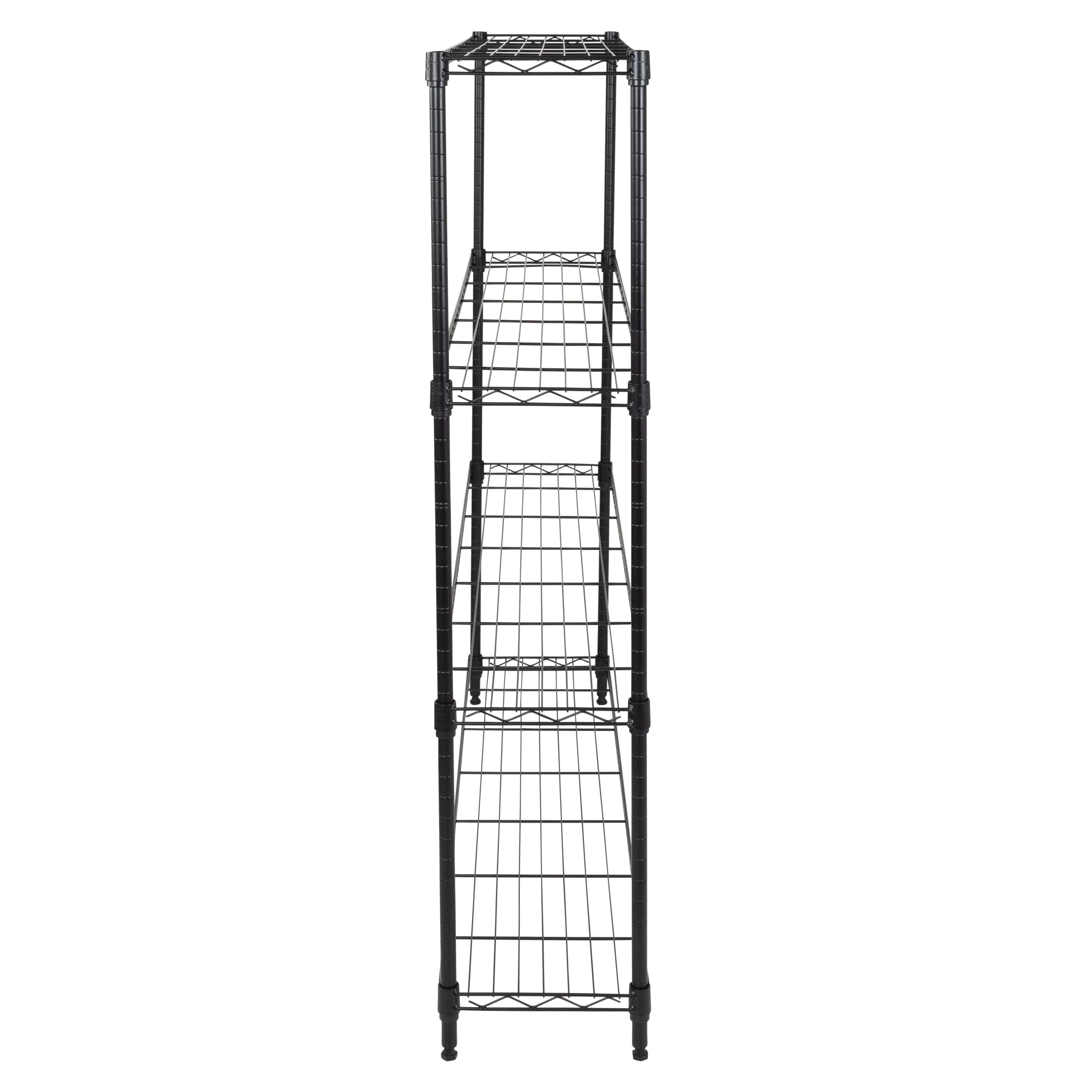 Honey-Can-Do 4-Tier Steel Slim Profile Wide Shelving Unit, Black, Holds up to 100 lbs per Shelf