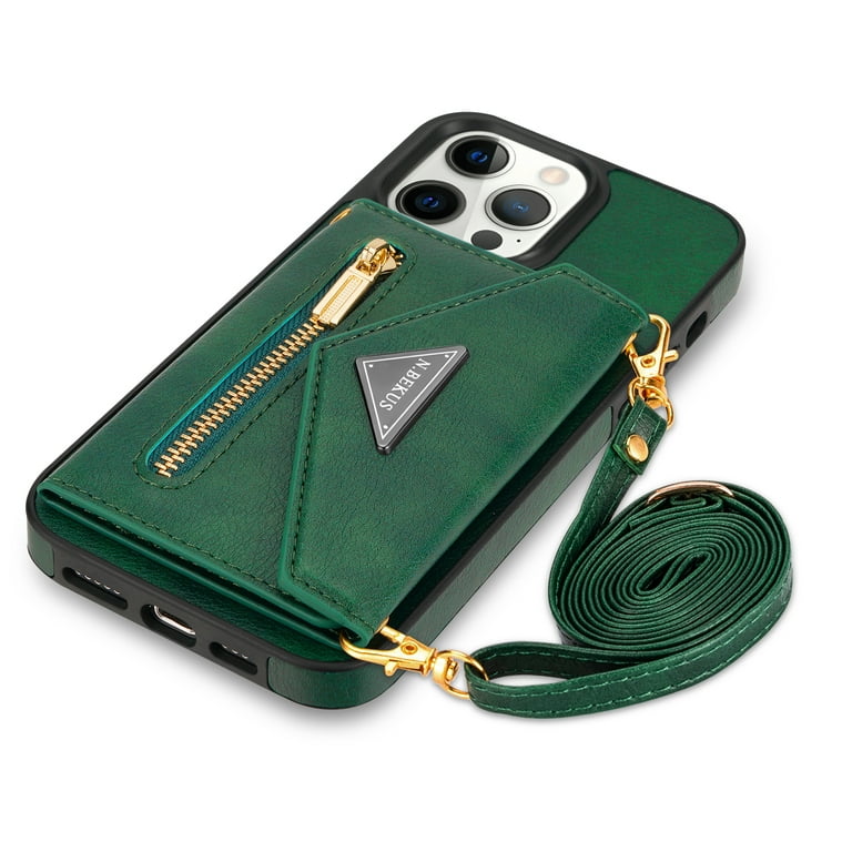 For iPhone 15 14 13 12 Pro Max Women Purse Leather Zipper Detachable Wallet  Case