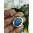 thumbnail image 5 of Solid 925 Sterling Silver Pendant For Women Men, Genuine Blue Chalcedony Cabochon Oval Gemstone Unique Handcrafted Jewelry For Her Him, 5 of 5