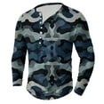 thumbnail image 2 of Dagegui Mens Camouflage Henley Shirts Long Sleeve Crew Neck Button T-Shirts Big and Tall Slim Fit Sport Shirt Camo Outdoor Hiking Tees Tops Navy 5XL, 2 of 4