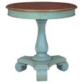 thumbnail image 1 of Benjara Wooden Accent Table with Round Tabletop, Teal Blue and Brown, 1 of 4