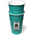 BPAFree Aqua Party Cups with Lids 16oz Reusable, 2 Pack Made in