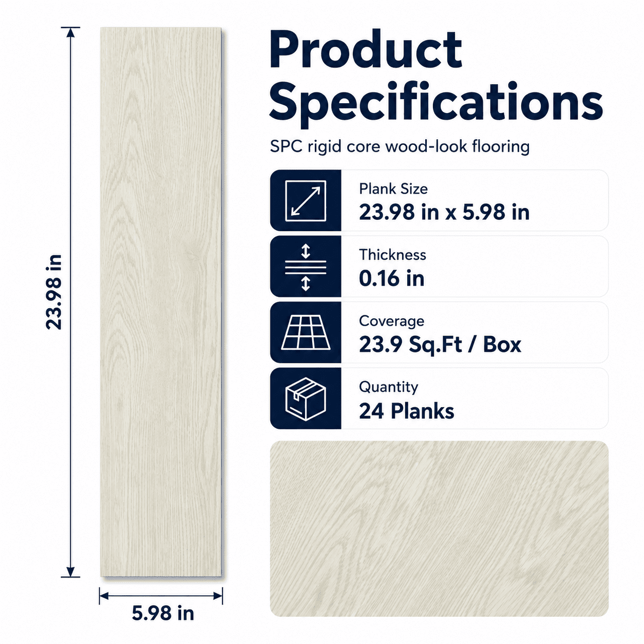 Yeslife 24-Piece Interlocking Luxury Vinyl Flooring Tile, 23.98 x 5.98 in., White Oak SPC Rigid Core, 23.9 sq. ft.