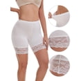 thumbnail image 3 of DARING DIVA Women's Wide Lace Trim Shorts Mid Thigh Slimme Underwear L White, 3 of 6