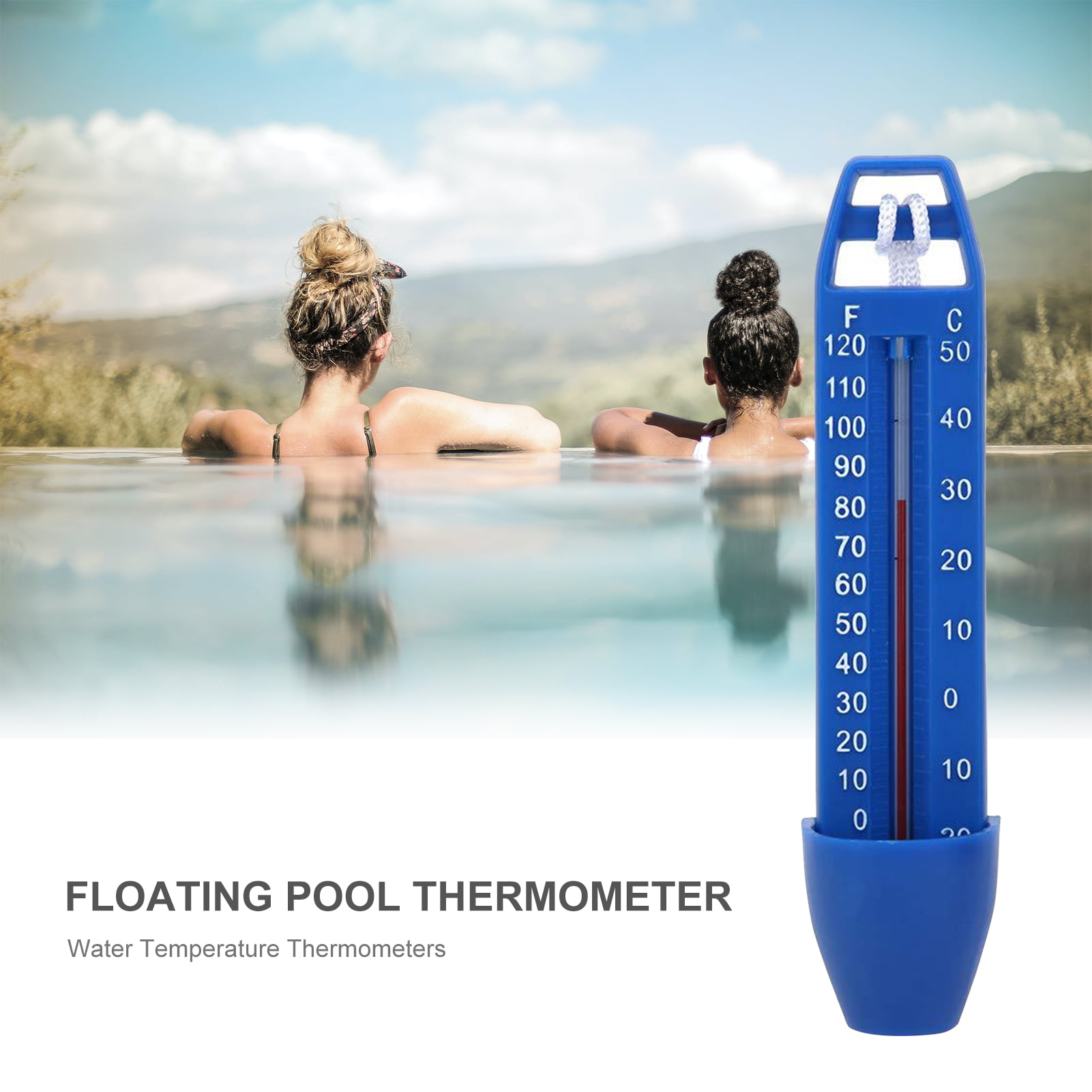 30~50℃ Swimming Pool Spa Hot Tub Bath Temperature Thermometer Blue 20~120℉ & 