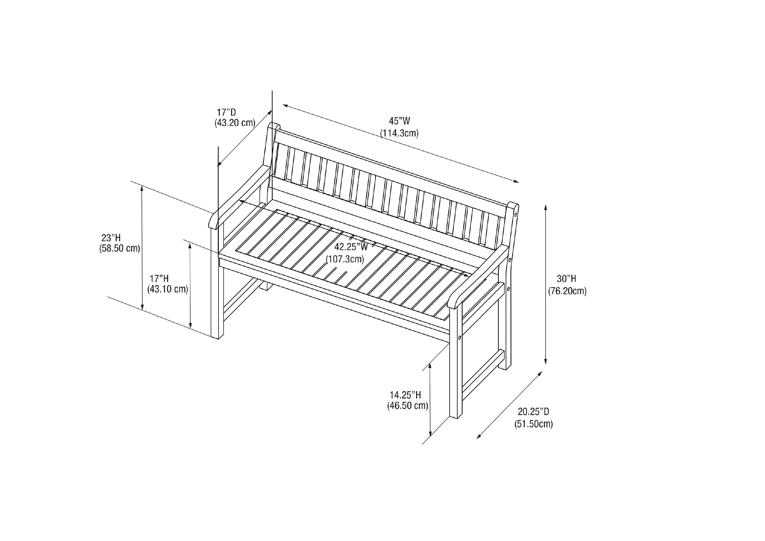 Linon Crosscreek Mid-Back Acacia Outdoor Bench, Acorn
