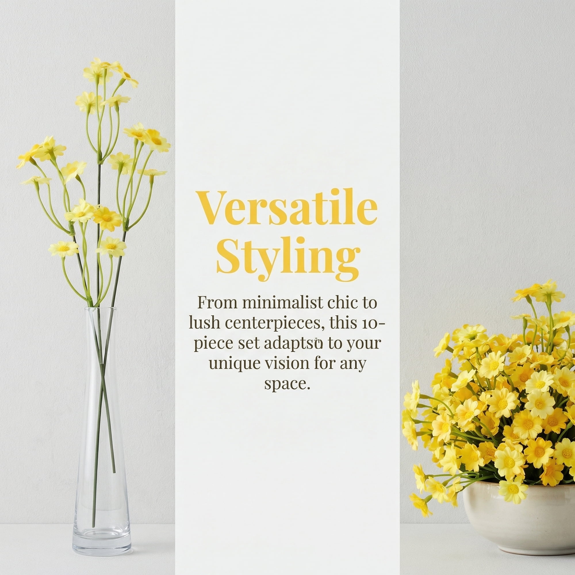 Unique Bargains Artificial Silk Daisies Faux Wildflower Yellow 8.7inch