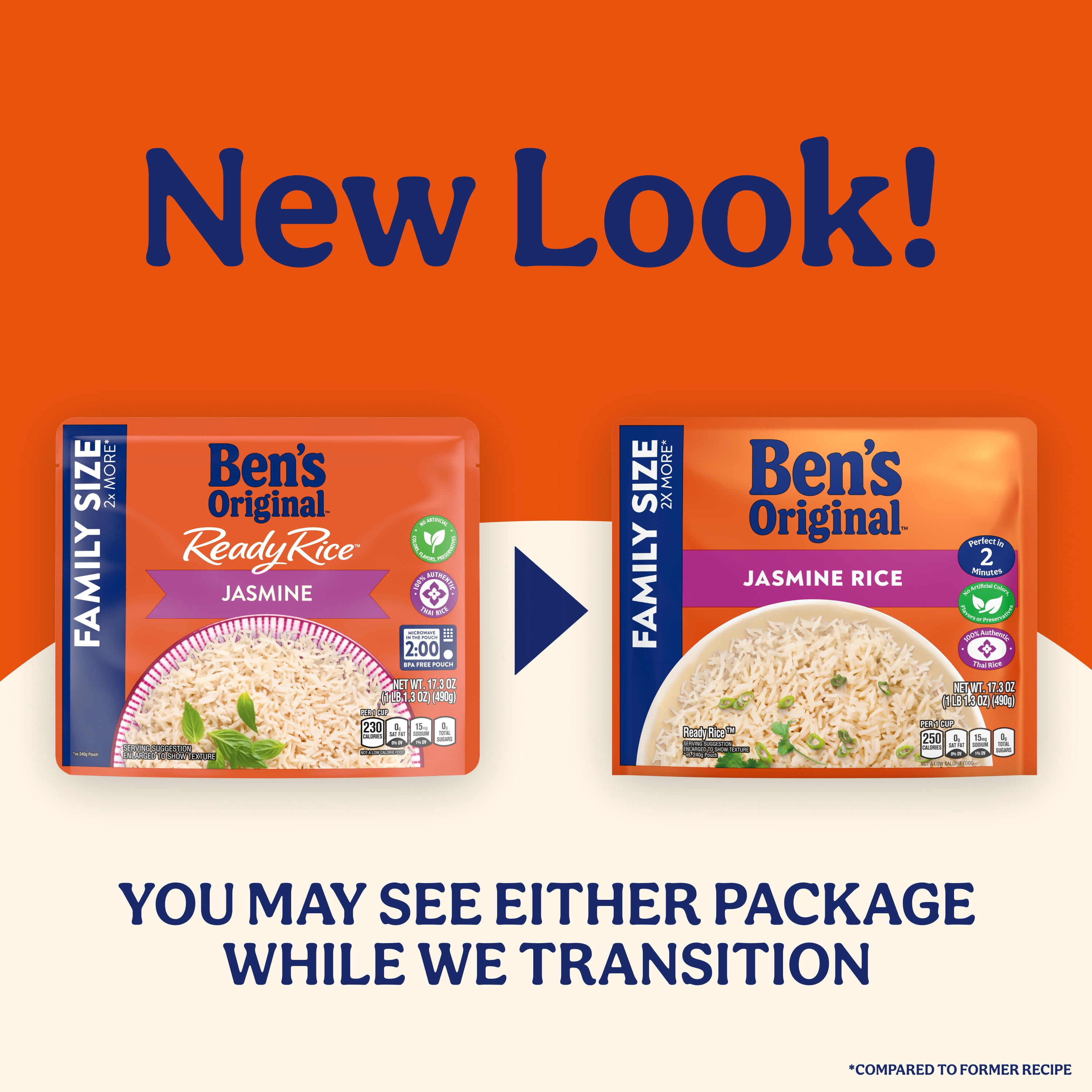 (6 pack) Ben's Original Ready Rice Jasmine Family Size Rice, Easy Dinner Side, 17.3 oz Pouch
