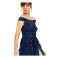 thumbnail image 3 of ADRIANNA PAPELL Womens Navy Sleeveless Off Shoulder Maxi Evening Sheath Dress 6, 3 of 5