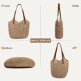 thumbnail image 3 of Straw Bag for Women Summer Beach Bag Soft Woven Tote Bag Large Rattan Shoulder Bag for Vacation, 3 of 9