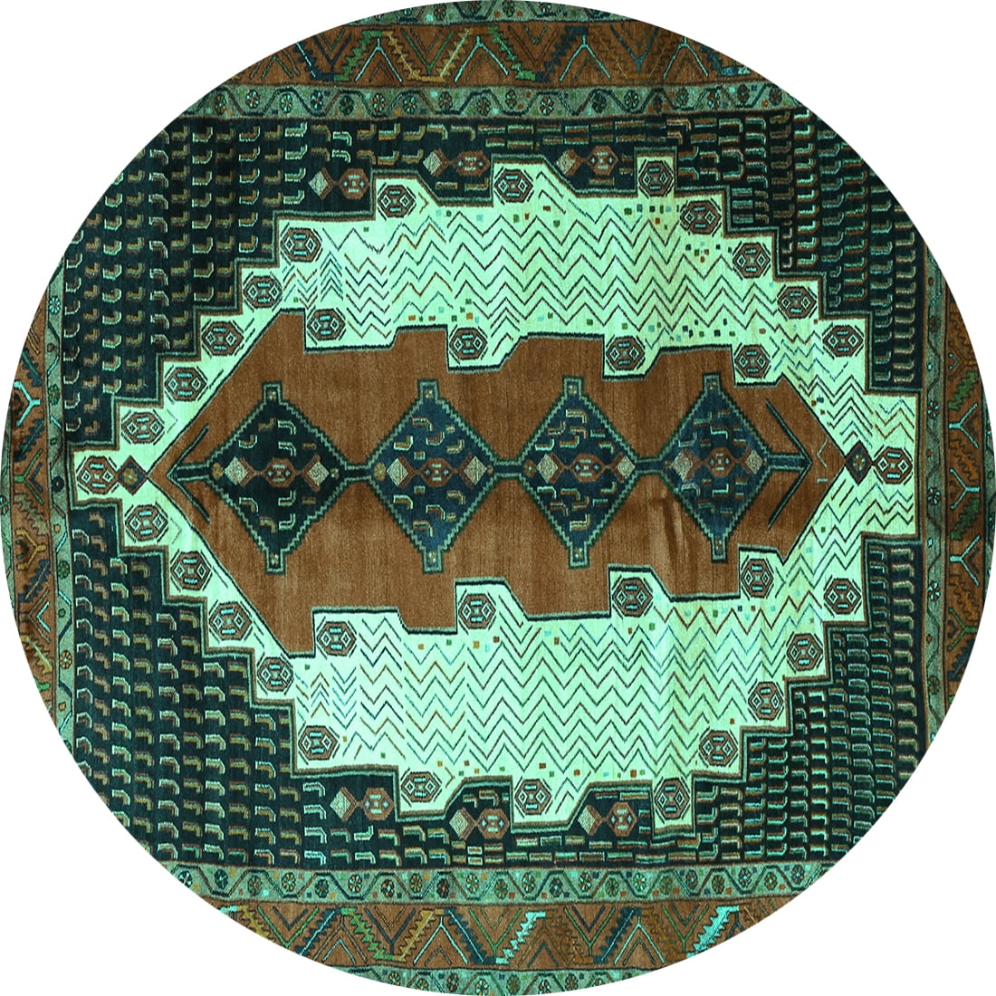 Ahgly Company Indoor Round Persian Turquoise Blue Traditional Area Rugs ...
