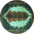 thumbnail image 1 of Ahgly Company Indoor Round Persian Turquoise Blue Traditional Area Rugs, 5' Round, 1 of 4