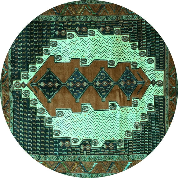 Ahgly Company Indoor Round Persian Turquoise Blue Traditional Area Rugs, 5' Round