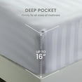 thumbnail image 6 of Sleep Zone Striped Cooling Sheets Set King Size - Fitted Flat Sheet & Pillowcase Sets 4 Piece - Super Soft Stripe Bed Sheet, Easy Care, Deep Pocket (White, King), 6 of 7