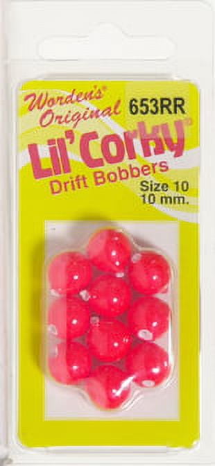Yakima Bait Worden's Original Lil' Corky 3/8" Drift Bobbers, Rocket Red, Size 10, 10 mm, 10 Count, 653RR