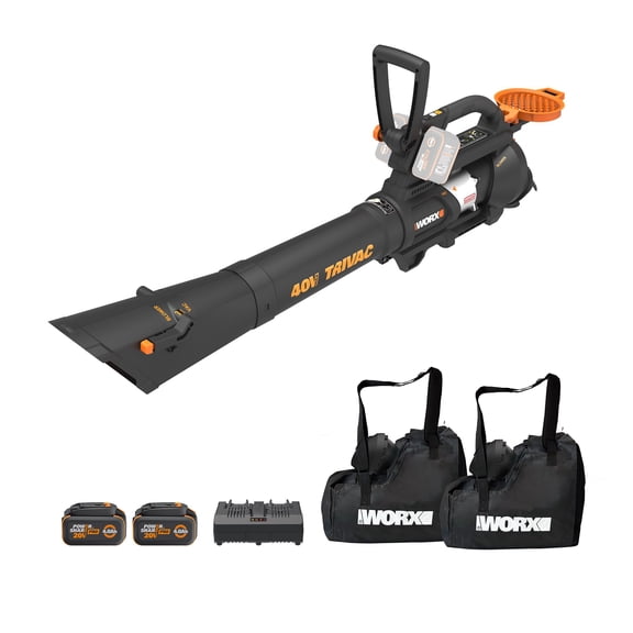 Worx WG588 TRIVAC 40V 3-in-1 Cordless Leaf Blower/Leaf Vacuum/Leaf Mulcher (Two Batteries & Charger Included)
