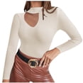 thumbnail image 2 of Women's Sweaters Lightweight Under $15 Casual Round Neck Long Sleeves Solid Color Base Knitted Sweater, 2 of 6