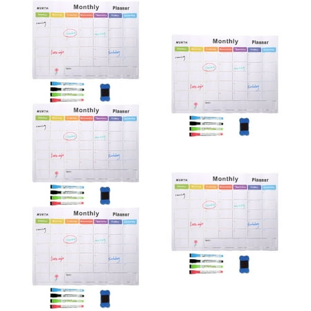 HOMEMAXS 5 Sets of Magnetic Calendar Planner Board Fridge Whiteboard Erasable Planner Whiteboard