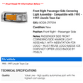 thumbnail image 2 of Front Right Passenger Side Cornering Light Assembly - Compatible with 1995 - 1997 Lincoln Town Car 1996, 2 of 2