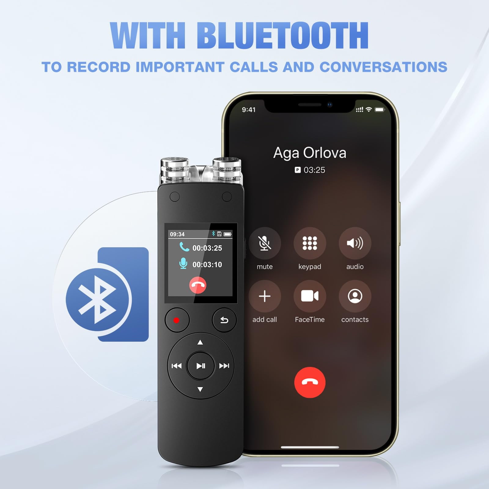 LC-dolida 32GB Digital Voice Recorder, Voice Activated Recorder with Playback, 3072kbps Audio Recorder Dictaphone for Meetings Interviews, HD Recording, Variable Speed, A-B Repeat, Large Screen