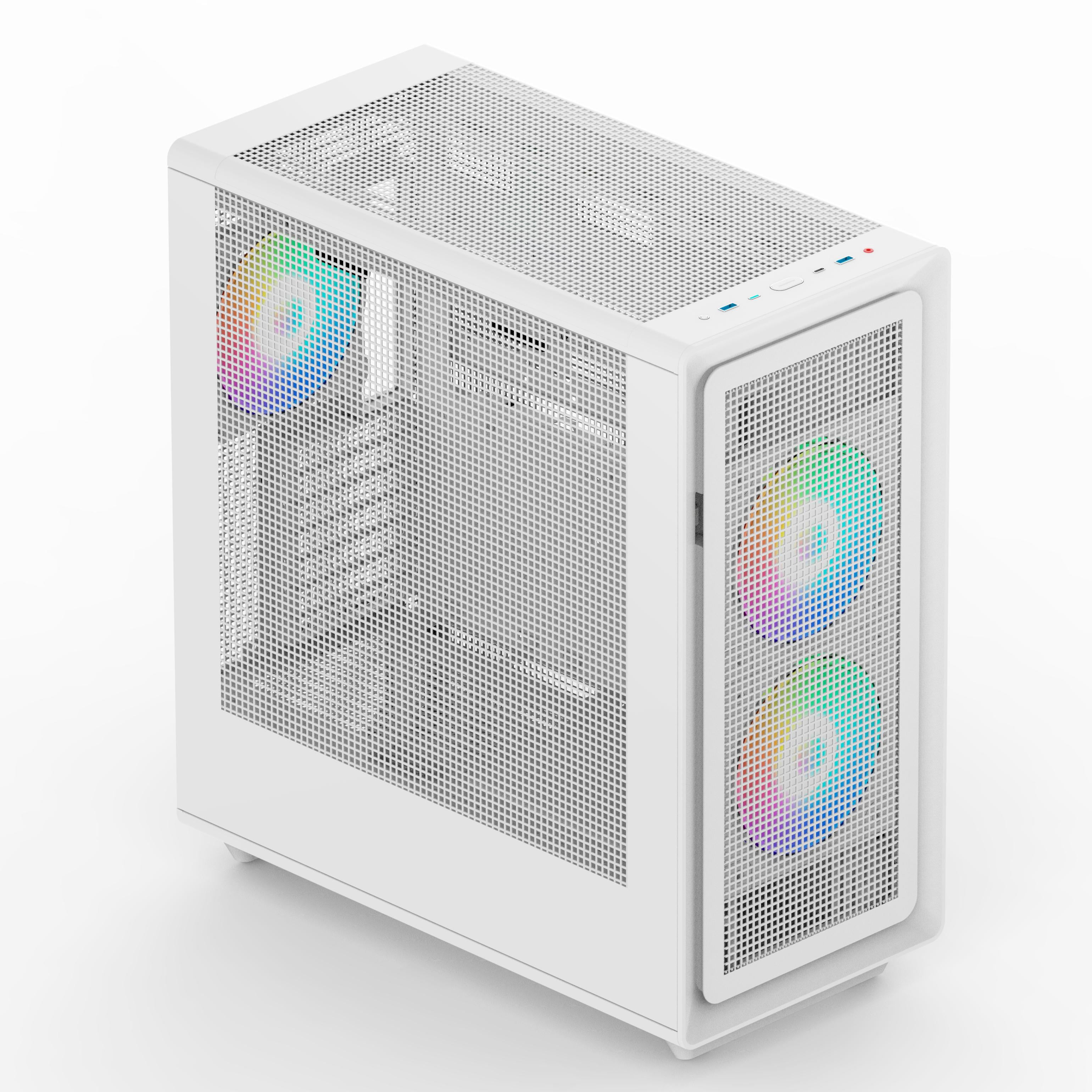 Rosewill Helium Air Mid Tower E-ATX Gaming Case, Mesh Panel, Tool-less, High-Airflow, Cable Management System, USB 3.1, included  2x 160mm & 1x 140mm PWM ARGB Fan, White