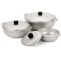 IMUSA Natural Cast Aluminum Caldero Set 3-piece (1.6/3.2/4.6 Quarts), Silver