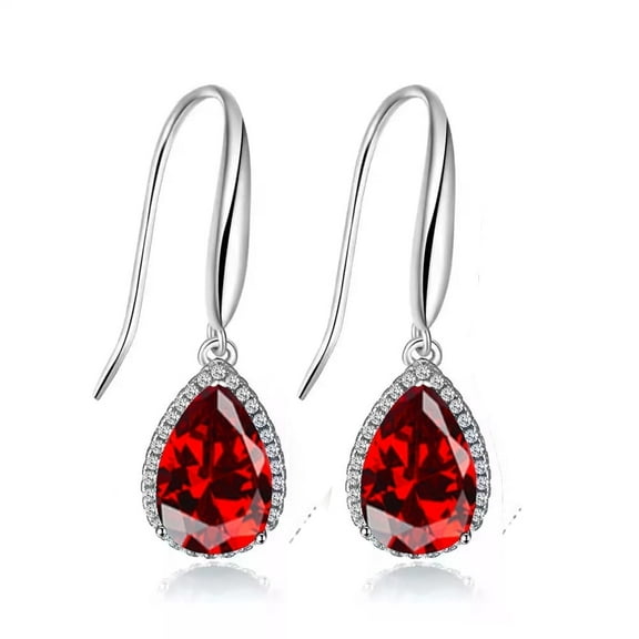 Paris Jewelry 14k White Gold 2 Ct Garnet Teardrop Earrings Jewelry For Women plated