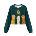 thumbnail image 7 of Xixirimido Cute Cat Paws Kids Crop Tops for Girls Trendy Long Sleeve Pullover Top Teen Girl Cropped Sweatshirts Crew Neck T-Shirt for Spring Fall for 9-10 Years, 7 of 7