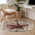 thumbnail image 4 of Round Area Rugs Collection 4 Ft, Texas Star Retro Non-Slip Residential Carpet, Red Wooden Berry Vintage Indoor Crawling Mats Runner Rugs for Living Room/Dining Room/Bedroom, 4 of 8