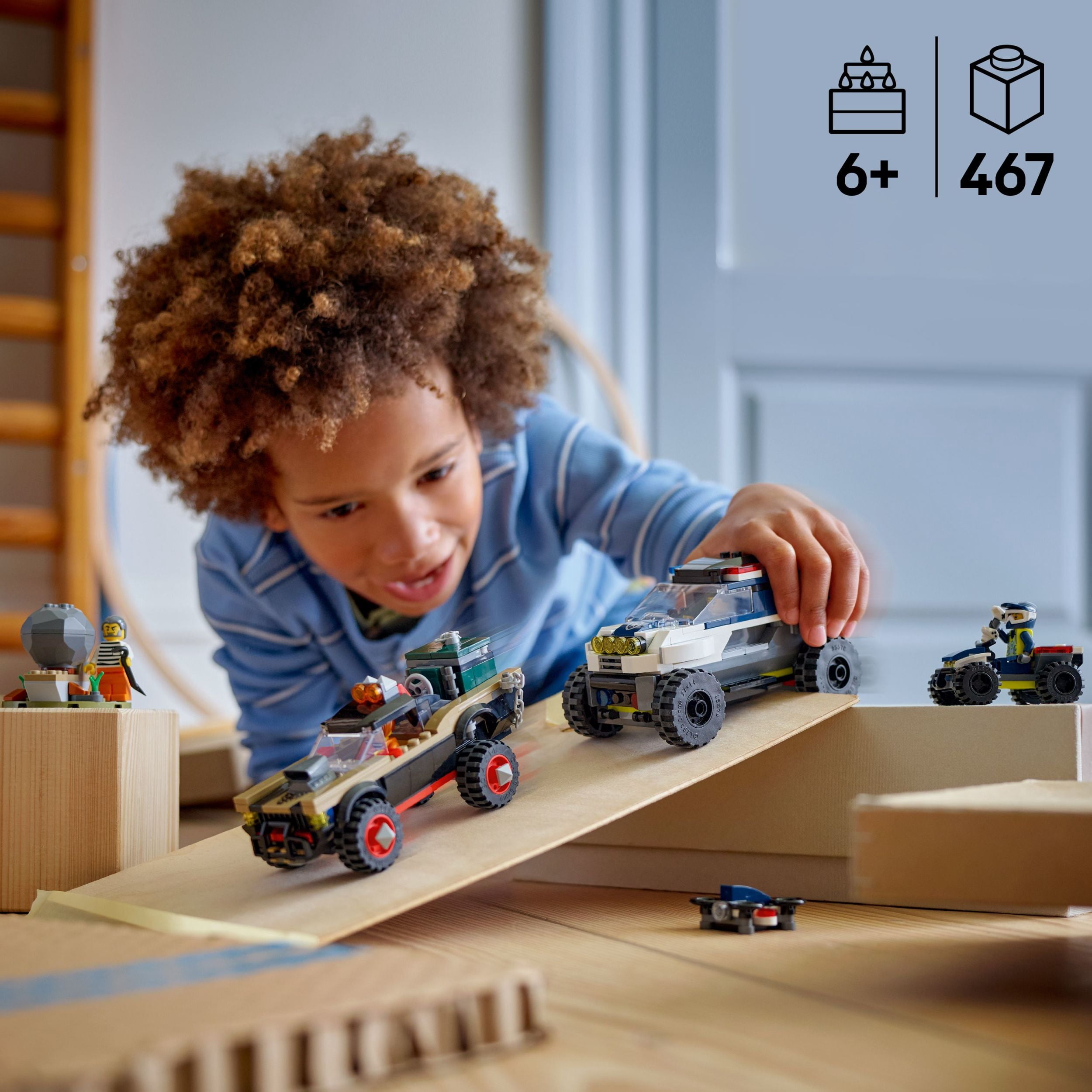 LEGO City Off-Road Police Car Chase Vehicle Set - Building Toy for Kids, Boys, and Girls, Ages 6-8 - Fun Holiday or Birthday Gift Idea - Includes Toy Car, Officer, and Crook Minifigures - 60449