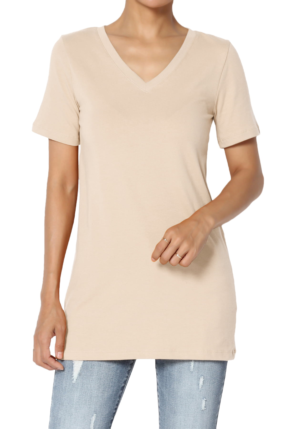 TheMogan S~3X Mock Neck Long Sleeve Shirttail Hem Jersey Top Relaxed Fit T-Shirt 