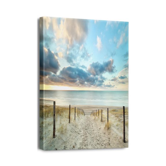 Modern Beach Pictures Wall Art 12''x16'' Seacoast Theme Framed Canvas for Bathroom & Bedroom Décor, Coastal Kitchen Art, Home Ocean Wall Decorations