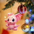 thumbnail image 2 of Adorno Navideño Feliz Para Fiestas, Colgante Plano De Acrílico, Dragón Rosa Bonito, Adorno Navideño 2D., 2 of 8
