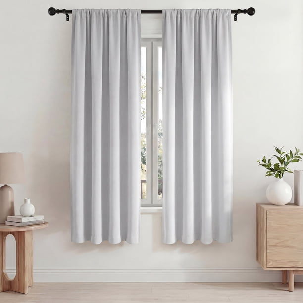 Blackout Cortinas, Cortinas Blackout Térmicas Aislantes 42x72 Pulgadas, Cortinas con Bolsillo para Barra Que Oscurecen la Habitación para Sala de Estar y Recámara, Paneles de Tratamiento de Ventanas