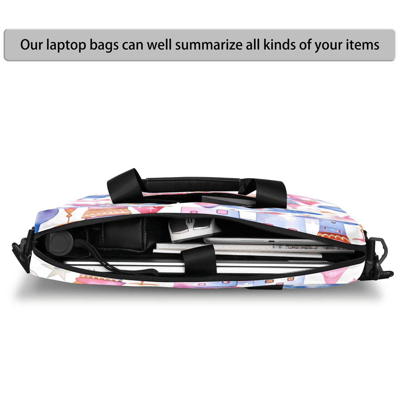 Herdesigns Unicorn Castle Rainbow Laptop Bag for Women Men, Computer Case Briefcase Messenger Bags, 15-15.6 inch Laptop Sleeve Shoulder Bag