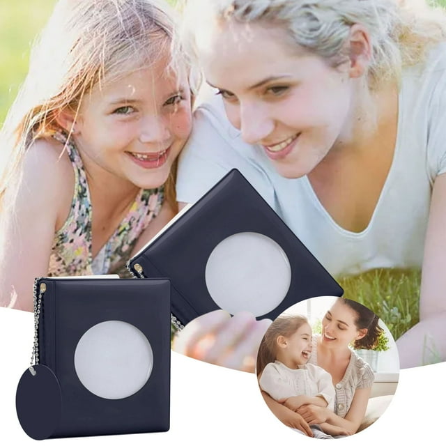 Leather Business Card Holder,3 Inch Photocard Holder Book Photo Album With Like Photocard 32 Pockets Black