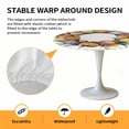 thumbnail image 6 of Orange Flowers Wreath Elastic Fitted Round Table Cover Floral Leaf Waterproof Outdoor Tablecloth for Holiday Party, Picnic, Patio & Dining Fits Tables Up to 45"-54", 6 of 8