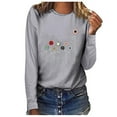 thumbnail image 2 of CEHVOM T-shirt Décontracté Imprimé pour Femmes Col Rond Manches Longues Blouse, 2 of 4