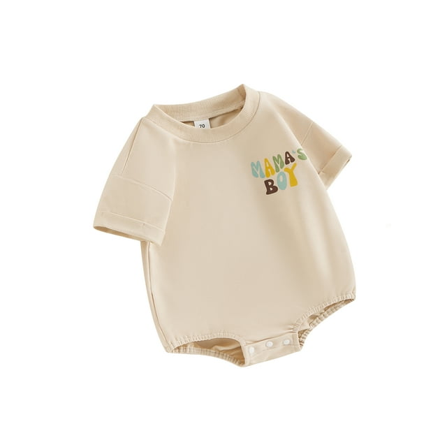 TheFound 0-24M Baby Girls Summer Casual Romper Short Sleeve Letter Print Loose Fit Romper