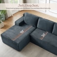 thumbnail image 6 of Muumblus L-Shaped Modular Sectional Sofa with Chaise, Boneless Deep Seat Cloud Couch, No Assembly Corduroy Sleeper Sofa for Living Room, Dark Gray（Left Facing Chaise）, 6 of 11